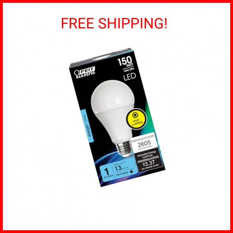 Feit Electric A21 LED Light Bulb, 150W Equivalent, Dimmable, 2605 Lumens, E26 St - Image 2 of 2