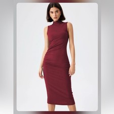 Cider HIGH NECK RUCHED MIDI DRESS SW2-17 S