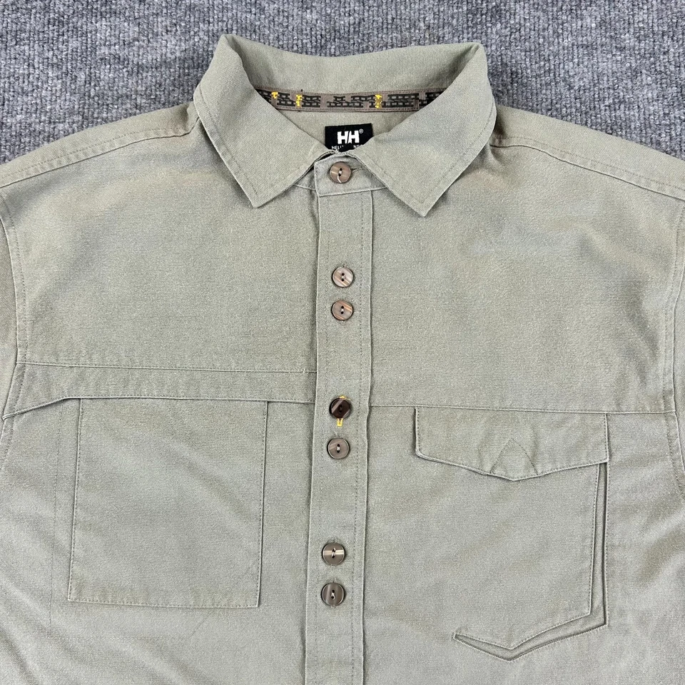 Camisa DE COLECCIÓN Helly Hansen Para Hombres Grande Vestido Verde Militar Campo Safari Años 90 Y2K Foto 3 de 4