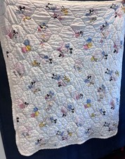 1984 Vintage Disney Quilt A B C Baby Mickey Minnie Pluto Daisy Donald Duck