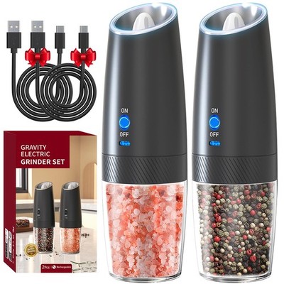 RECHARGEABLE - Gravity Electric Pepper and Salt Grinder Set, Adjustable Coars...