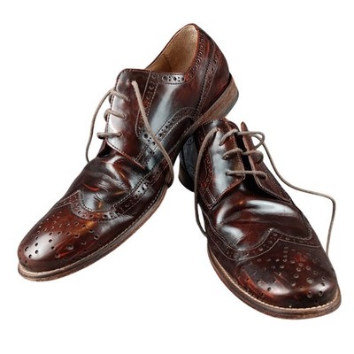 Hush Puppies Bozeman Cognac Brown Leather Wingtip Oxford Dress Shoes US 12