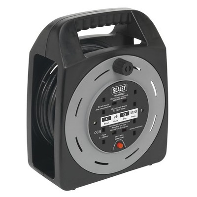 Sealey Kabelrolle Kiste Typ 25m 4 X 230V 1.25mm �Thermo Reise BCR25CB
