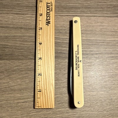 Vintage Schrade Ivory Plastic Handle Folding Pocketknife Steel Spear PointManual