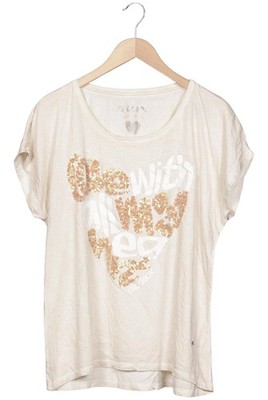 Frogbox T-Shirt Damen Shirt Kurzärmliges Oberteil Gr. XL Beige #yohmecp