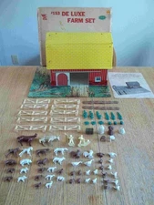 1957 T. Cohn Deluxe Farm Playset  near complete in C-7 Box w/Instructions