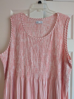 Croft & Barrow Women's Plus 3X sleeveless smocked midi dress in coral stripe