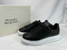 Alexander McQueen Oversized Sneakers Black Leather White Sole US 8 EU 41  TS710