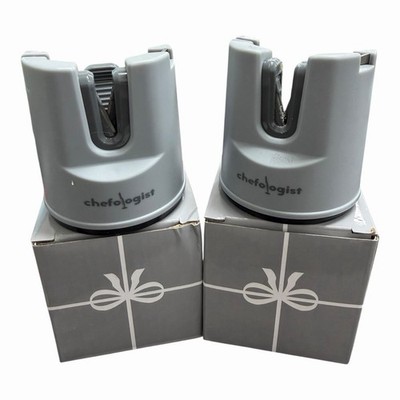 Set Of 2 CHEFOLOGIST  KNIFE SHARPENER New in Box Stone Gray