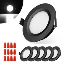 RV Puck Light, LED Recessed Ceiling Light, 12V RV Cool White/6 Pack Black