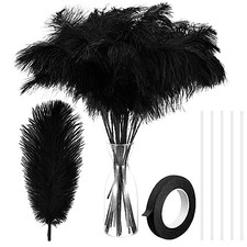 80 Pcs Ostrich Feathers Bulk for Vase Large Natural Ostrich Feathers 8 Black