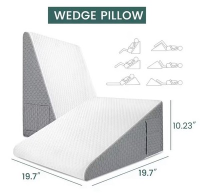 Anti-Rückfluss-Keilkissen Dreieck aus Memory Foam Beinerhöhung für Bett