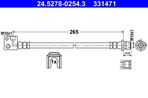 ATE Bremsschlauch 24.5278-0254.3 FüR Honda Jazz 3 GG1 Hybrid GP1 GE6 GG3 GG6 GE8-image