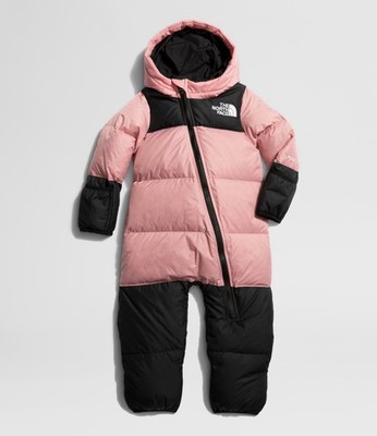 The North Face Colorblock Pink Black Down Hooded One-Piece Coverall Baby Toddler