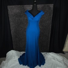 Studio 17 Off Shoulder Mermaid Dress Women's 6 Royal Blue Formal Prom Gown EUC