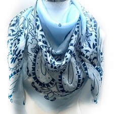 Large Bandana Print Square Scarf   Blue