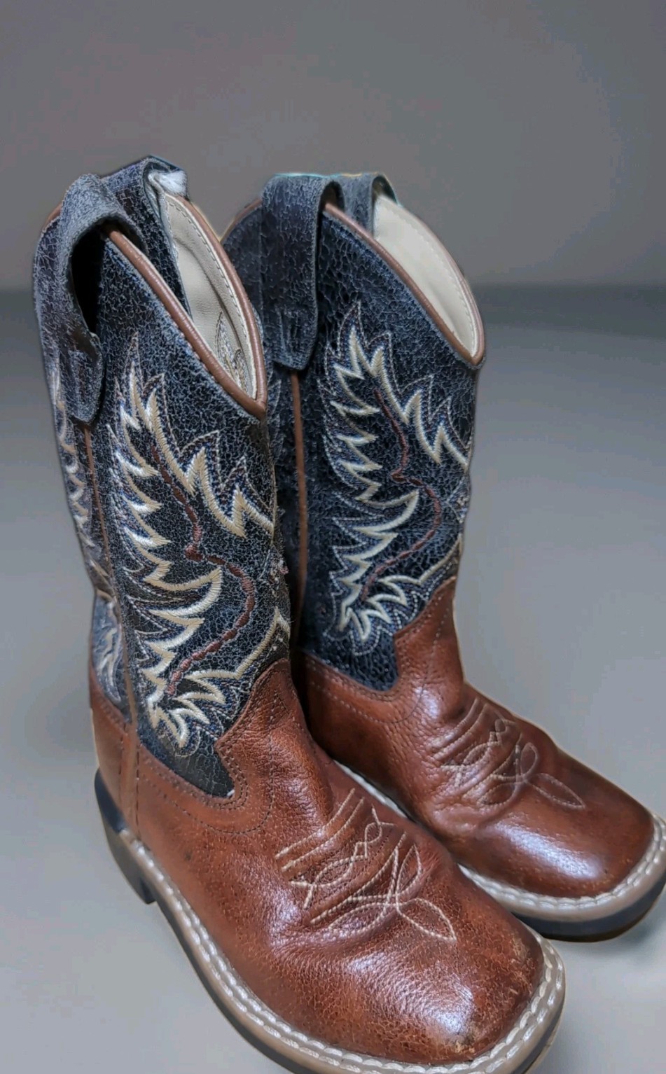Cody James Youth Size 9 D Brown/ Blue Cowboy Western Boots Genuine Leather