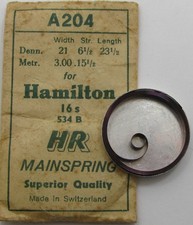 Hamilton 16s watch model 534B Mainspring T end blue brown alloy