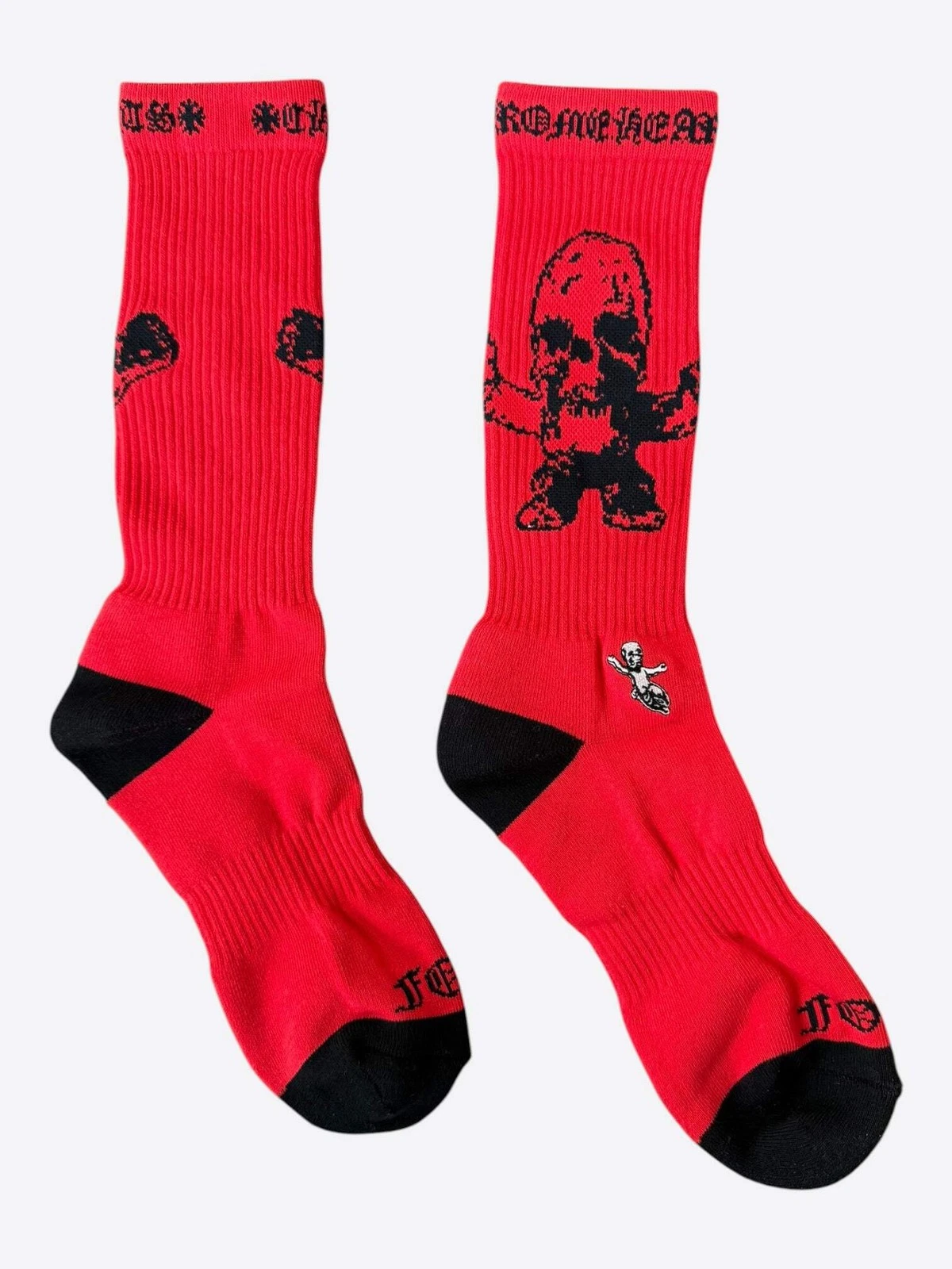 Chrome Hearts Red & Black Foti Graphic Socks