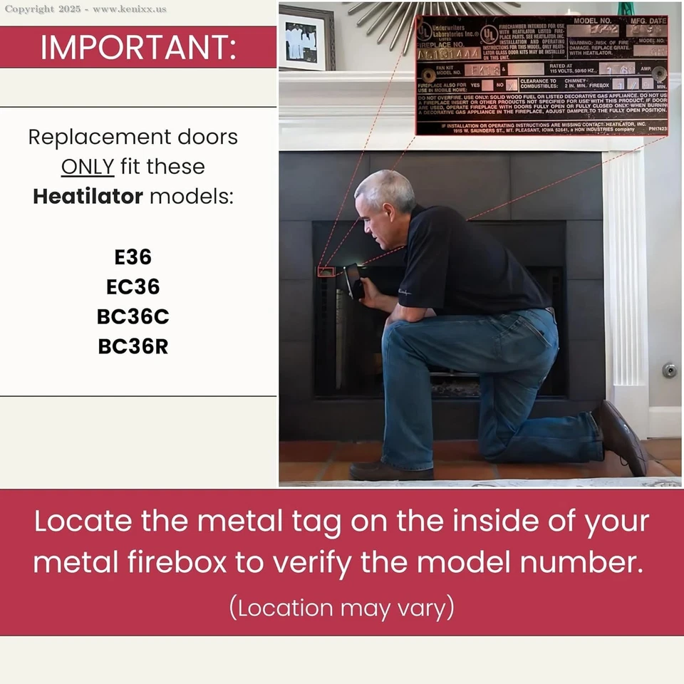 Calefactor Chimenea Puertas Vidrio Repuesto DORADO Se Adapta a SF36A/AI SCF36A/AI/MHA/B Foto 4 de 4