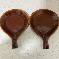 2x Vintage Diversified Ceramics Dish/ Oven Skillet DC 21 S, Brown, Grooved, USA 