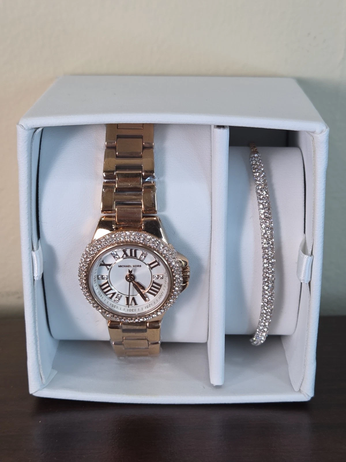 Orologio e bracciale donna Michael Kors SET REGALO oro rosa nuovo con etichette CAMILLE $325