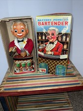 Rare Vintage 1960s Nomura Toy TN Battery-Operated Tin Bartender/Box Untested