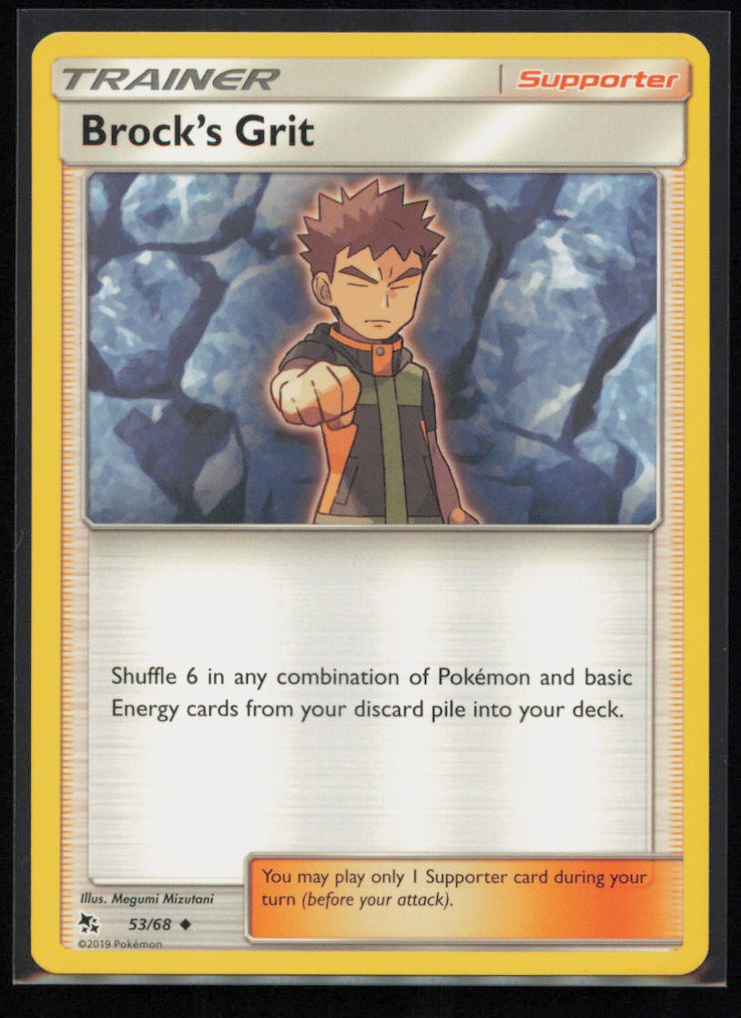 Brock's Grit 53/68 Pokemon Hidden Fates Uncommon Near Mint
