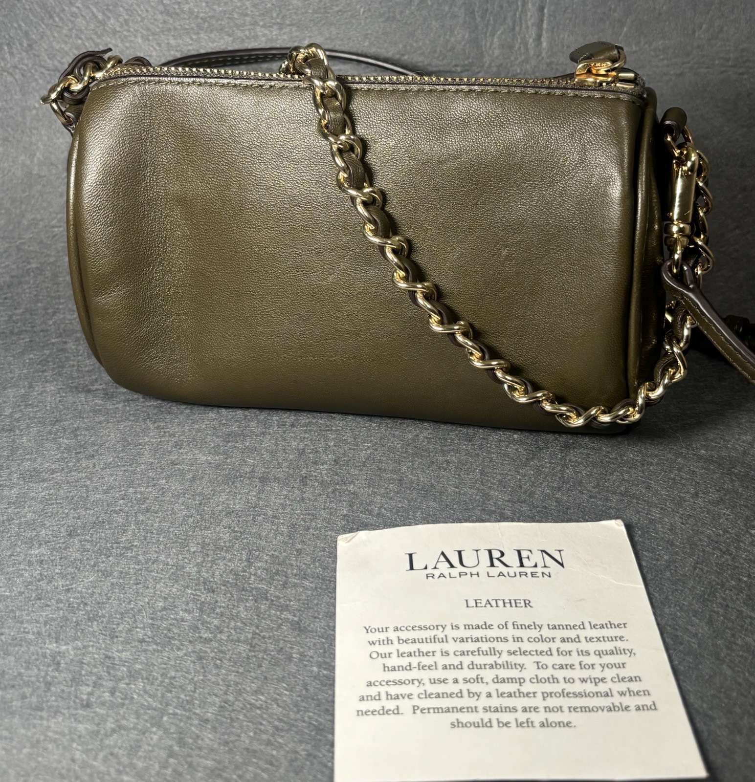 Lauren Ralph Lauren Crossbody Bag Women's One Size Olive Green Leather Chain thumbnail 4