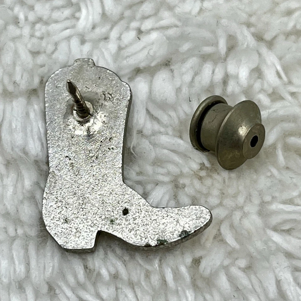 Vintage Cowboy Boot Tie Tack Red White Enamel 1" - Image 4 of 4