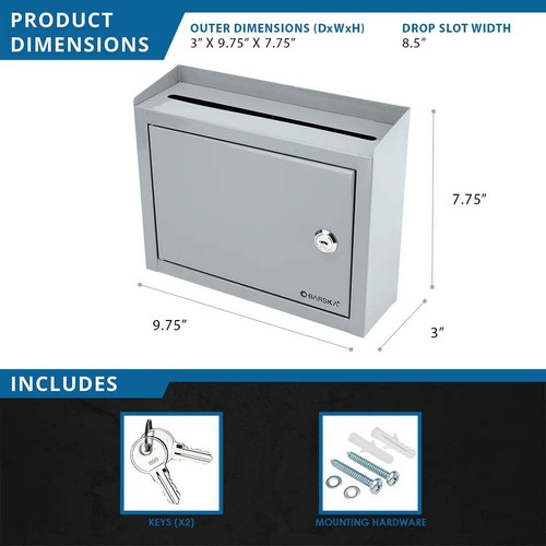 Barska CB12710 Key Lock Easy Wall Mount Multi-Purpose Steel Drop off Mailbox - Picture 2 of 8