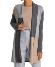 Griffen Cashmere Shawl Collar Colorblock Cardigan L NWT $280