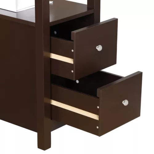 End Table Narrow Accent Side Table with 2 Drawer Storage for Bedroom Black/Brown - Picture 7 of 17