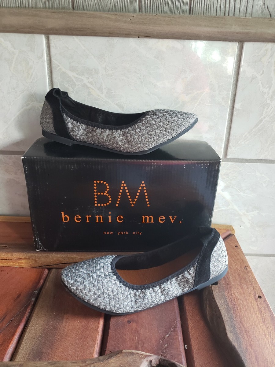 Bernie Mev Diamond Woven Ballet Flat Shoes Pewter- EUR 38
