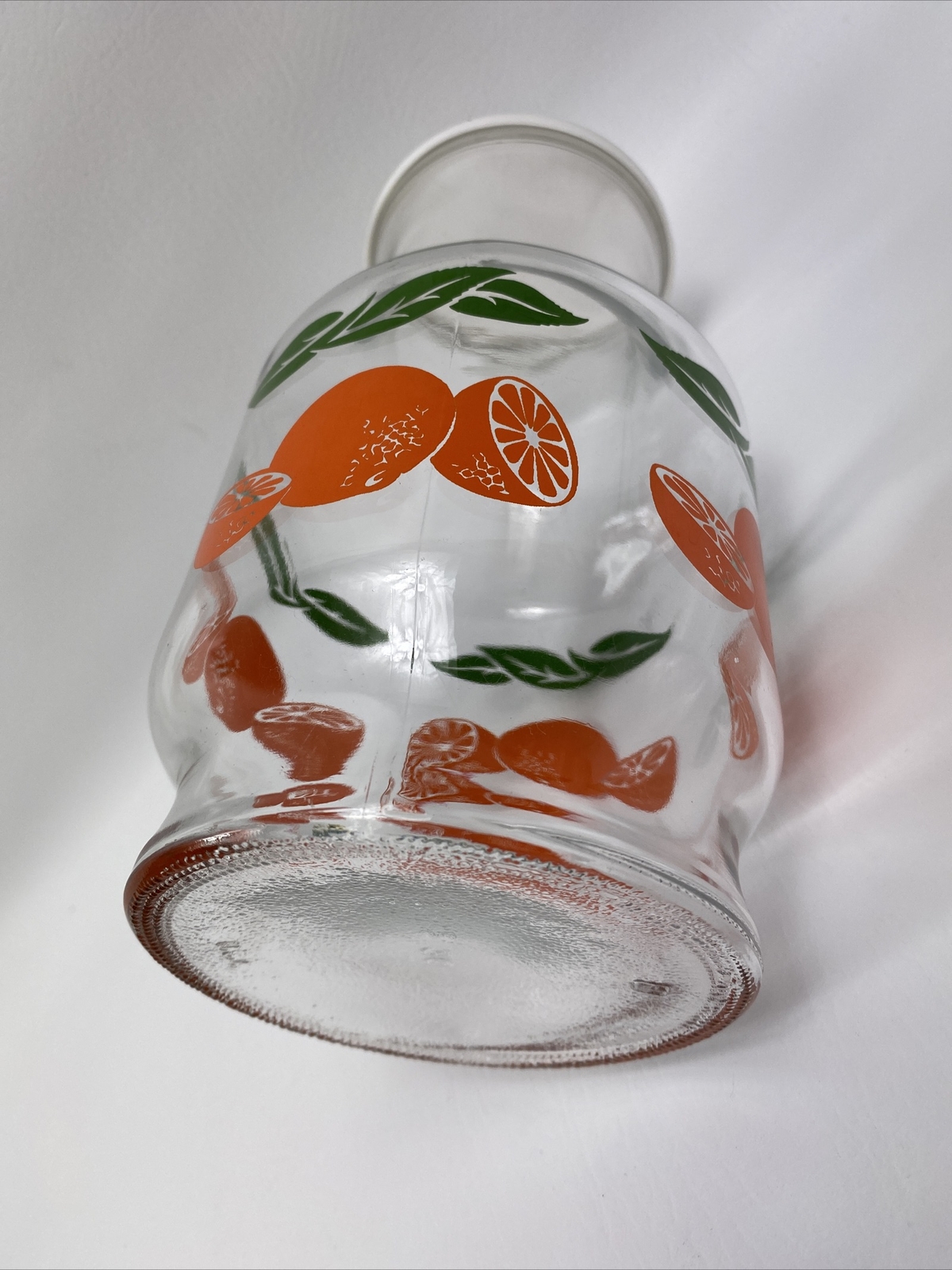 VINTAGE ANCHOR HOCKING ORANGE JUICE CARAFE / PITCHER With Lid