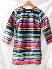 TRINA TURK Metallic Striped Sheath Dress Size 4