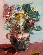 Original abstract painting oil on canvas board 8x10 in by Anastasiya Kimachenko