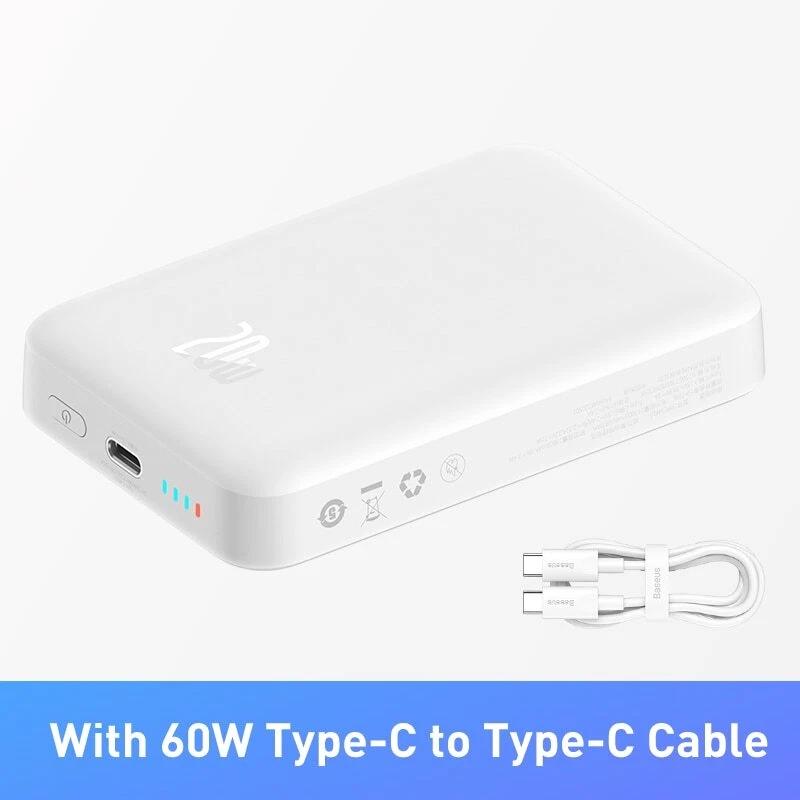 10000mAh Magnetic Wireless Fast Charge Power Bank with Auto-Wake