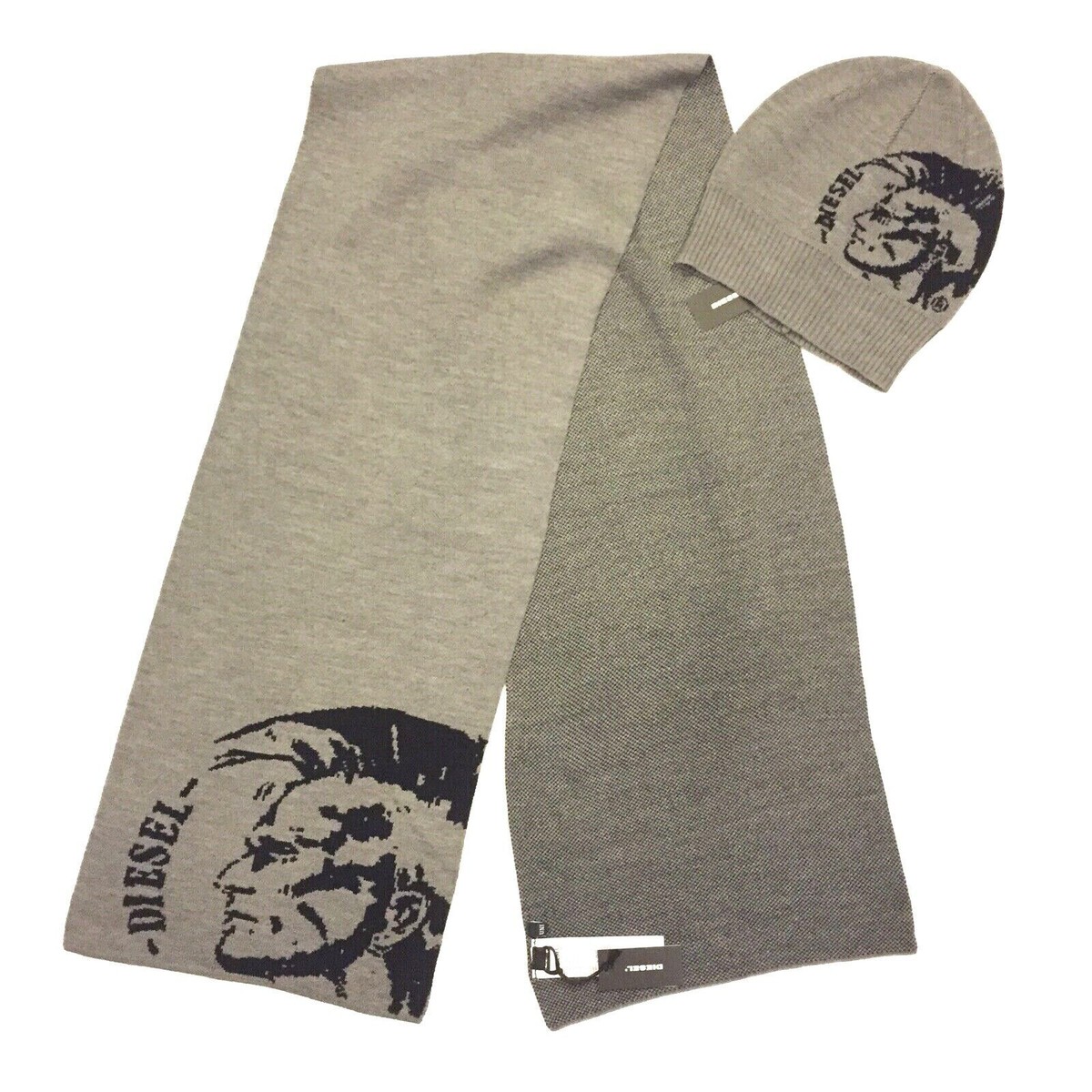 DIESEL Italy Wool Blend Hat & Scarf [E4085] 64 x 12 IN 2
