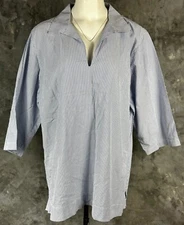 Lands End Women's Blue White Stripe Collared Tunic Top sz 2X (13930) NEW