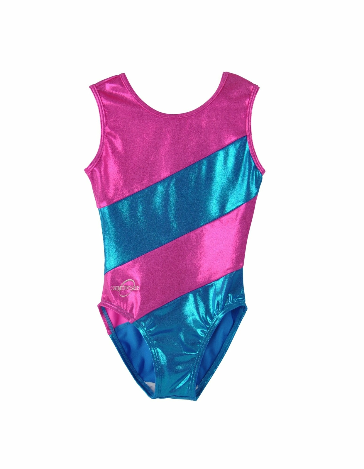 Obersee Girl's O3GL008 Diagonal Gymnastics Leotard - Turquoise/Rosa, Piccolo (m3