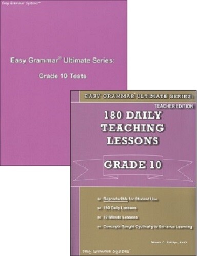 Easy Grammar Ultimate Series: 180 Daily Teach Grade 10 SET Teacher's Book & Test - Picture 1 of 1