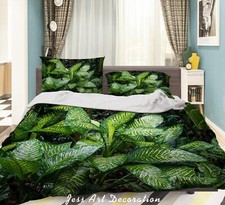 3D Plant Leaves Green Quilt Cover Set Duvet Cover Bedding Pillowcases