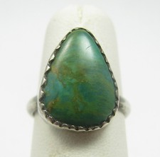 Vintage Navajo Sterling Silver Green Royston Turquoise Ring Sz 4.5
