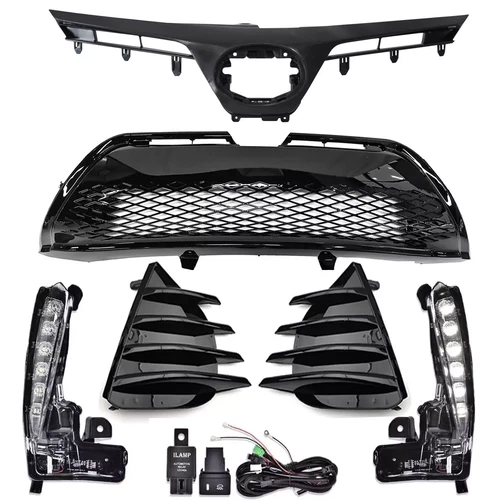 6PCS Front Upper Lower Grille LED Fog Lights Fit 2017-2019 Toyota Corolla SE XSE - Picture 2 of 13