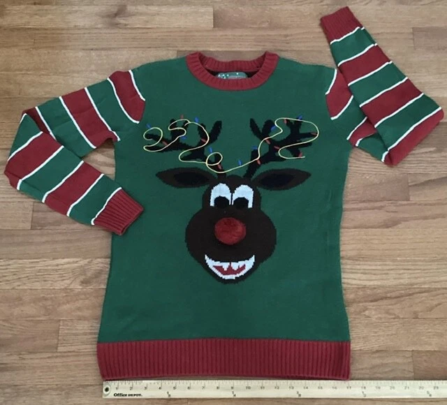 Ugly Christmas Sweater Rudolph The Red Nose Reindeer Size Small (S) Peppermints