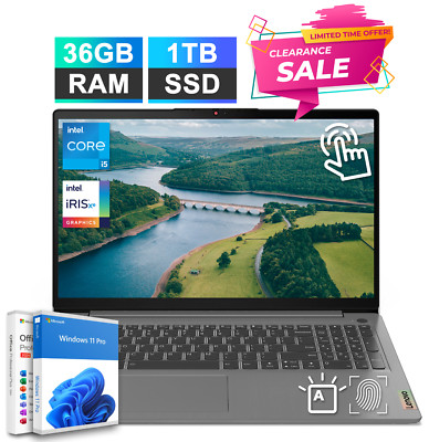 Lenovo IdeaPad Laptop 15.6'' Intel i5 Touch 36GB RAM 1TB SSD Backlit KB MS Office