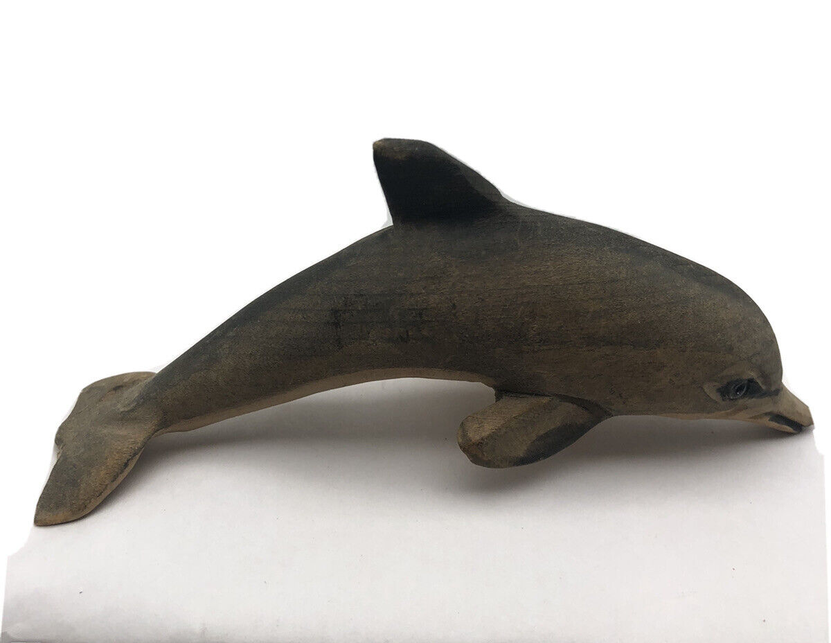 Vintage 5” Wood Animal Sea Life “Flipper” Dolphin Figure | eBay