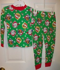 Paw Patrol Christmas Candy Cane Green Toddler 2 Piece Long Pajama PJ Size 4T NWT