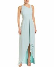 Halston Heritage Women's Sleeveless Asymmetrical Crepe Gown, Light Blue, 2